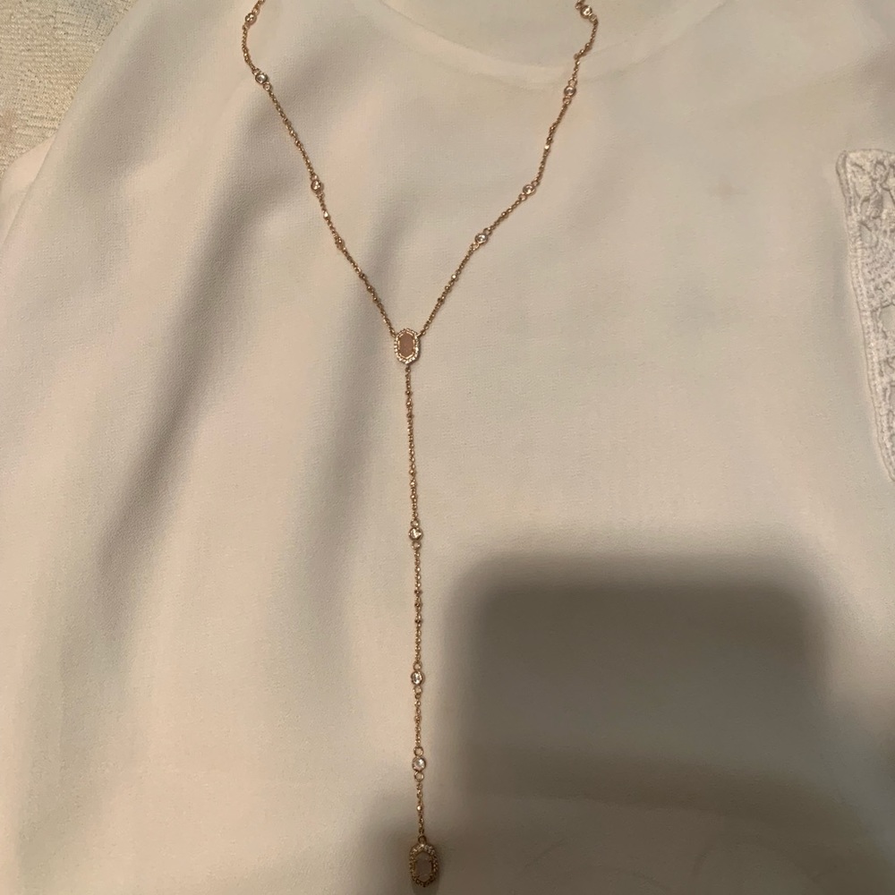 Kendra Scott Claudia Lariat Necklace in Rose Gold